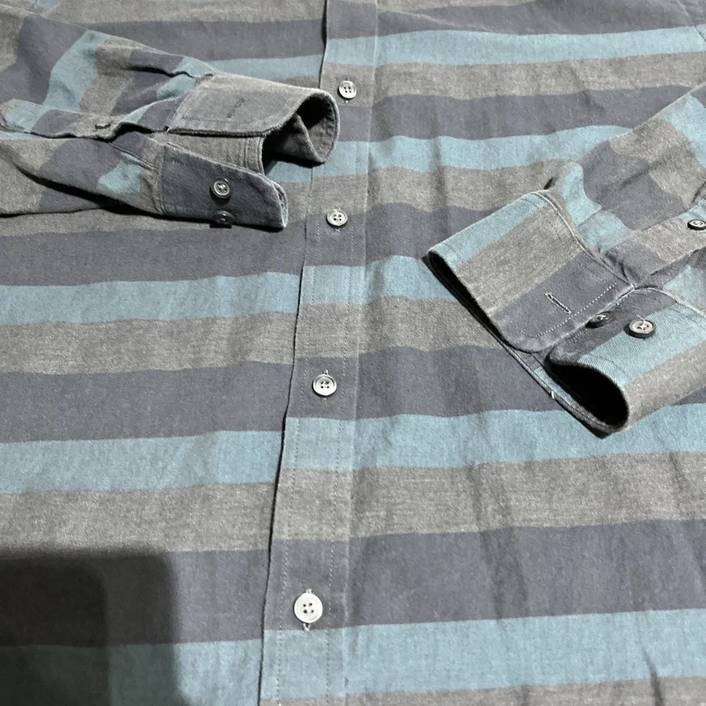 Banana Republic Shirt (Men's )‎ XXL SLIM FIT Striped Button Down Greens